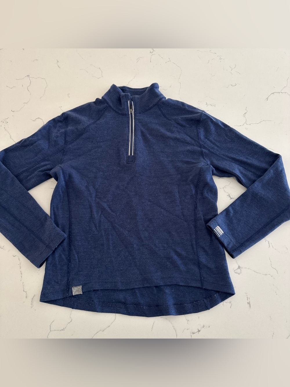 Meriwool Layers 400g Womens Blue Sweater Size Medium Merino Wool Long Sleeve Top